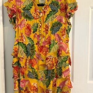 FARM Rio Yellow Tropical Mini Dress